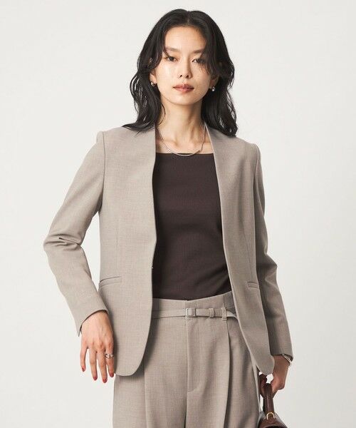 green label relaxing / グリーンレーベル リラクシング ノーカラージャケット | ［size SHORT/TALLあり］ライト ダブルクロス ノーラペル ジャケット | 詳細12