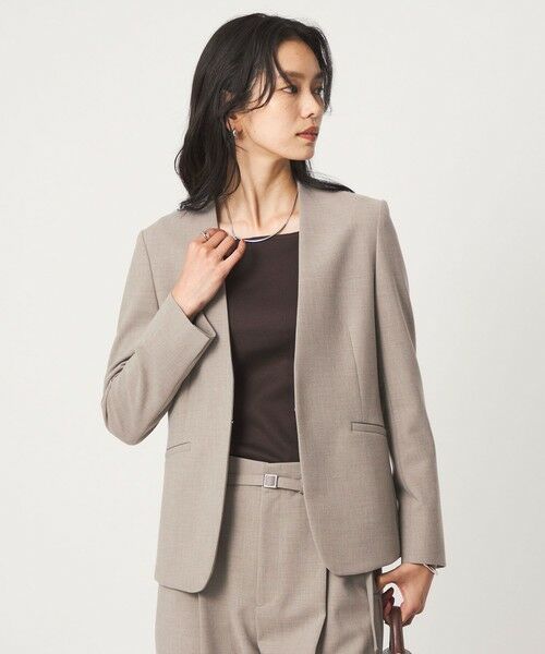 green label relaxing / グリーンレーベル リラクシング ノーカラージャケット | ［size SHORT/TALLあり］ライト ダブルクロス ノーラペル ジャケット | 詳細13