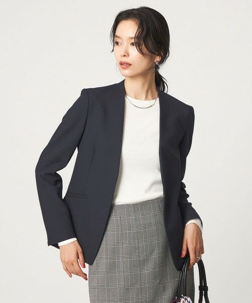green label relaxing / グリーンレーベル リラクシング ノーカラージャケット | ［size SHORT/TALLあり］ライト ダブルクロス ノーラペル ジャケット | 詳細27