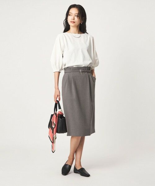 green label relaxing / グリーンレーベル リラクシング ミニ・ひざ丈スカート | ［size SHORT/TALLあり］ライト ダブルクロス タイトスカート | 詳細8