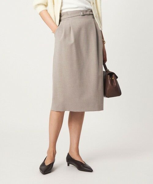 green label relaxing / グリーンレーベル リラクシング ミニ・ひざ丈スカート | ［size SHORT/TALLあり］ライト ダブルクロス タイトスカート（BEIGE）