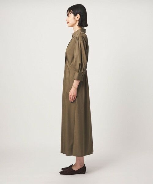 green label relaxing / グリーンレーベル リラクシング ロング・マキシ丈ワンピース | ［size SHORTあり］シャツ襟 フィット＆フレア タック 5分袖 ワンピース | 詳細4