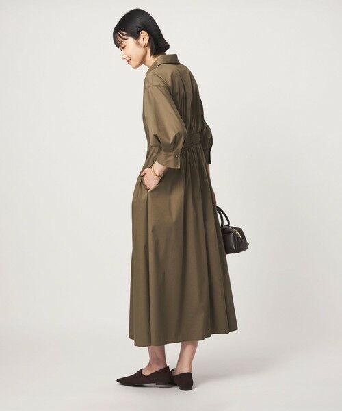 green label relaxing / グリーンレーベル リラクシング ロング・マキシ丈ワンピース | ［size SHORTあり］シャツ襟 フィット＆フレア タック 5分袖 ワンピース | 詳細2