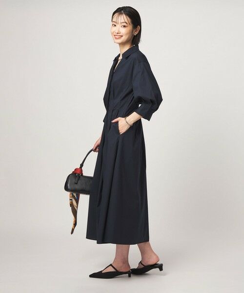 green label relaxing / グリーンレーベル リラクシング ロング・マキシ丈ワンピース | ［size SHORTあり］シャツ襟 フィット＆フレア タック 5分袖 ワンピース | 詳細14