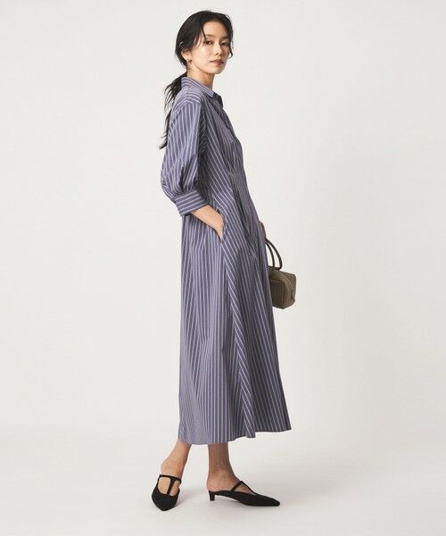 green label relaxing / グリーンレーベル リラクシング ロング・マキシ丈ワンピース | ［size SHORTあり］シャツ襟 フィット＆フレア タック 5分袖 ワンピース | 詳細27