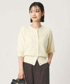 green label relaxing / グリーンレーベル リラクシング カーディガン・ボレロ | フラッフフェザー ハーフスリーブ ニット カーディガン