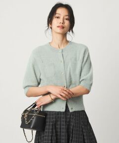 green label relaxing / グリーンレーベル リラクシング カーディガン・ボレロ | フラッフフェザー ハーフスリーブ ニット カーディガン