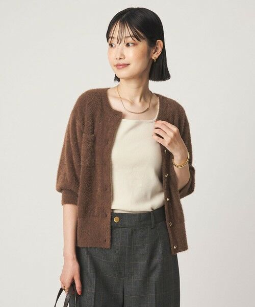 green label relaxing / グリーンレーベル リラクシング カーディガン・ボレロ | フラッフフェザー ハーフスリーブ ニット カーディガン | 詳細10