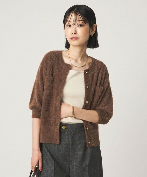 green label relaxing / グリーンレーベル リラクシング カーディガン・ボレロ | フラッフフェザー ハーフスリーブ ニット カーディガン | 詳細11