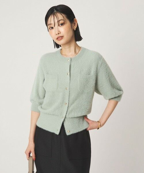 green label relaxing / グリーンレーベル リラクシング カーディガン・ボレロ | フラッフフェザー ハーフスリーブ ニット カーディガン | 詳細22