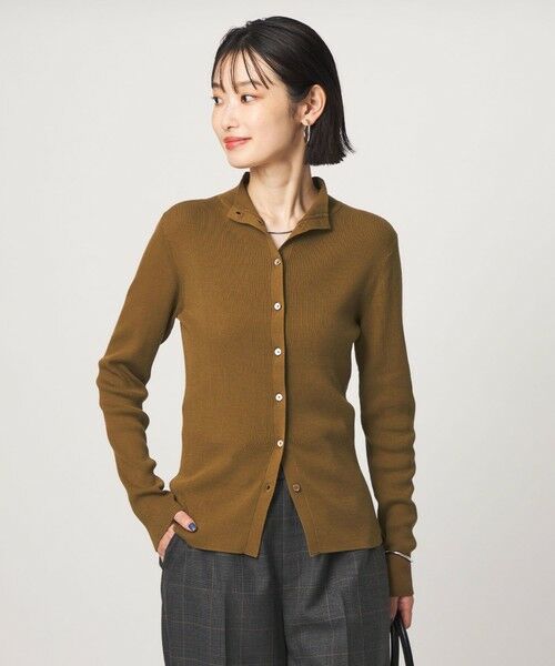 green label relaxing / グリーンレーベル リラクシング カーディガン・ボレロ | ＜1_OF MINE＞2WAYネック ニット カーディガン マシンウォッシャブル（OLIVE）