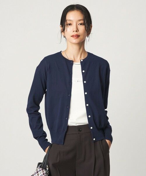 green label relaxing / グリーンレーベル リラクシング カーディガン・ボレロ | ＜1_OF MINE＞クルーネック ニット カーディガン マシンウォッシャブル（NAVY）
