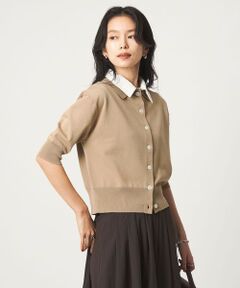 green label relaxing / グリーンレーベル リラクシング カーディガン・ボレロ | 2WAY レース ポロ襟 5分袖 ニット カーディガン