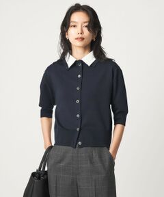 green label relaxing / グリーンレーベル リラクシング カーディガン・ボレロ | 2WAY レース ポロ襟 5分袖 ニット カーディガン