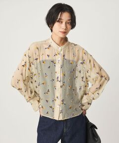 green label relaxing / グリーンレーベル リラクシング シャツ・ブラウス | シアー フラワー シャツ