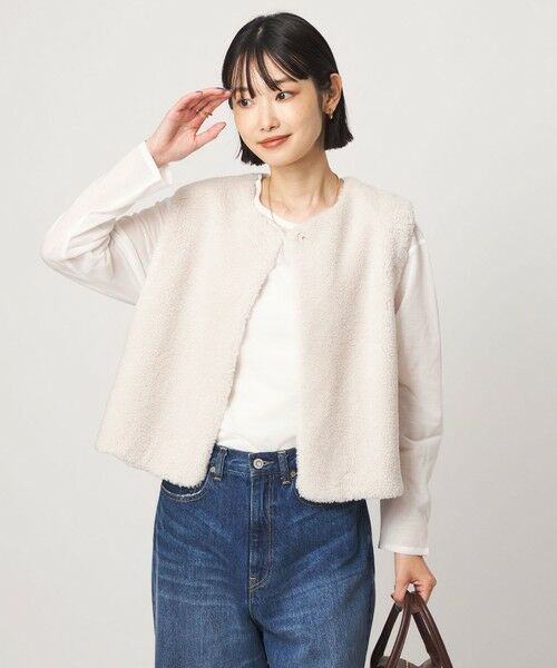 green label relaxing / グリーンレーベル リラクシング カットソー | シアー ロングスリーブ プルオーバー カットソー(OFF WHITE)