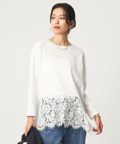 green label relaxing / グリーンレーベル リラクシング カットソー | レース イレヘム プルオーバー カットソー