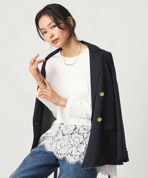 green label relaxing / グリーンレーベル リラクシング カットソー | レース イレヘム プルオーバー カットソー | 詳細1