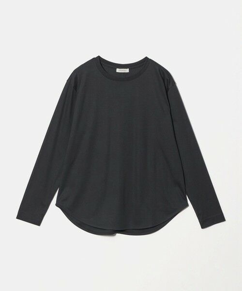 green label relaxing / グリーンレーベル リラクシング カットソー | ラウンドヘム スムース ロングスリーブ プルオーバー カットソー（BLACK）