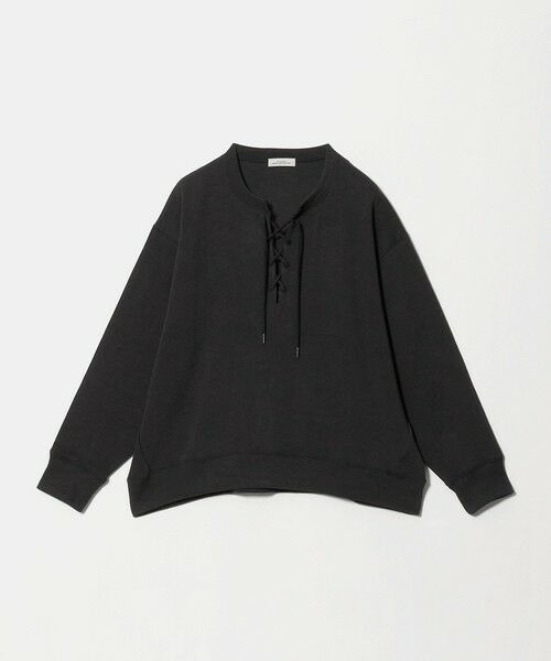green label relaxing / グリーンレーベル リラクシング カットソー | 【WEB限定】＜at ease＞ダブルフェイス レースアップ プルオーバー カットソー（BLACK）