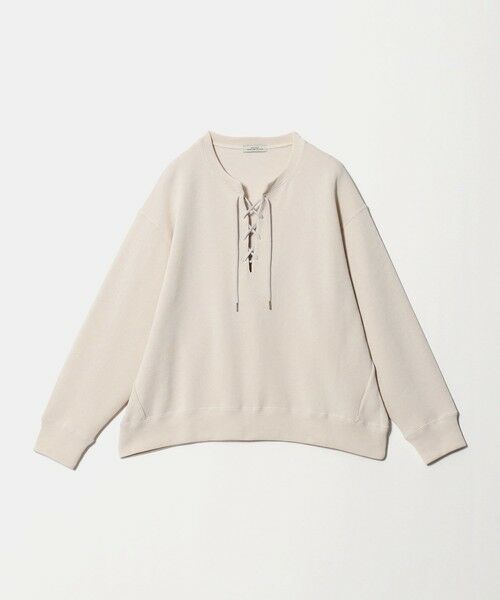 green label relaxing / グリーンレーベル リラクシング カットソー | 【WEB限定】＜at ease＞ダブルフェイス レースアップ プルオーバー カットソー（NATURAL）