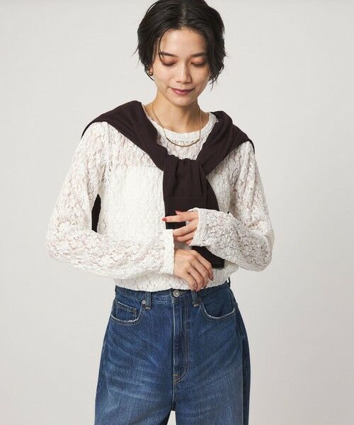 green label relaxing / グリーンレーベル リラクシング カットソー | 【WEB限定】＜at ease＞レース プルオーバー カットソー | 詳細1