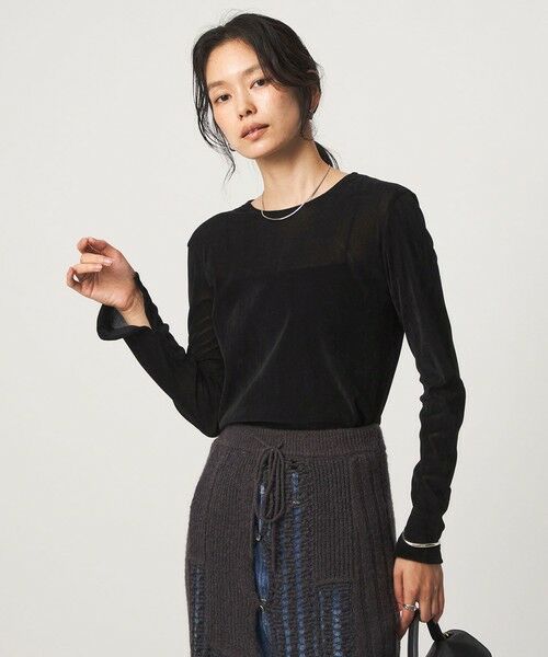 green label relaxing / グリーンレーベル リラクシング カットソー | シアーフロッキー ロングスリーブ プルオーバー（BLACK）