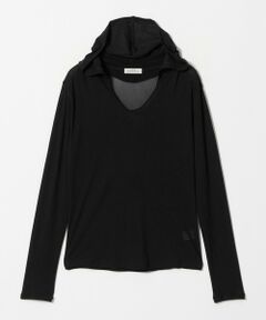 green label relaxing / グリーンレーベル リラクシング カットソー | チュール シアー フード プルオーバー カットソー