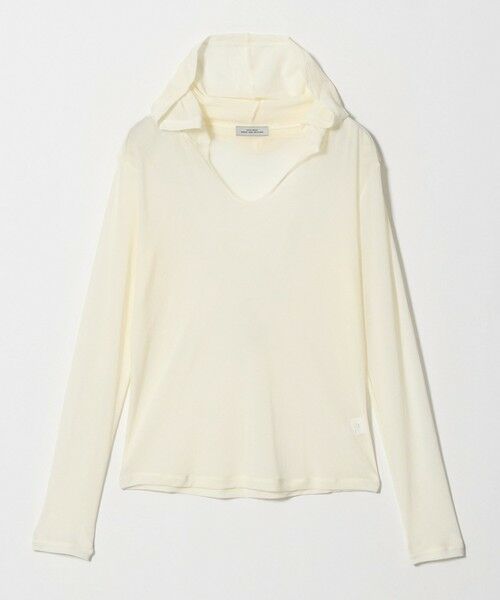 green label relaxing / グリーンレーベル リラクシング カットソー | チュール シアー フード プルオーバー カットソー（OFF WHITE）