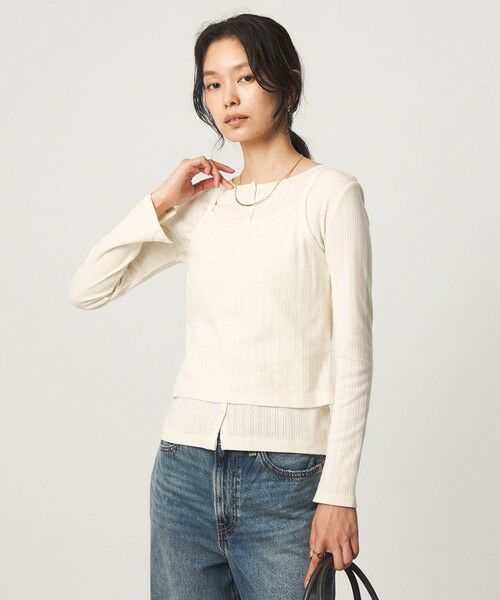 green label relaxing / グリーンレーベル リラクシング カットソー | 【別注】＜Healthknit＞レイヤード プルオーバーカットソー（OFF WHITE）