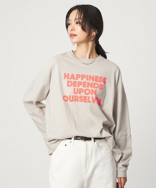 green label relaxing / グリーンレーベル リラクシング カットソー | 【別注】＜OAFISH＞ プリント ロングスリーブ Tシャツ（LT.GRAY）