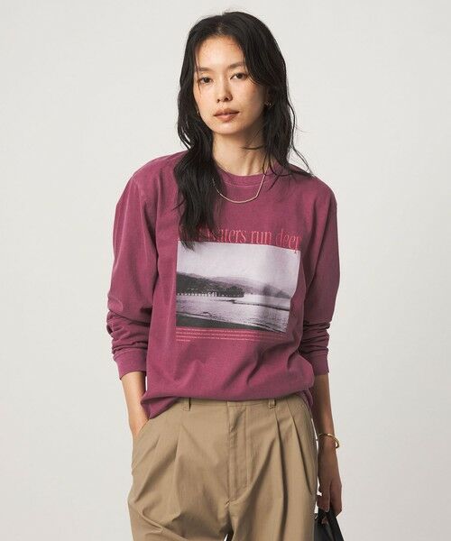 green label relaxing / グリーンレーベル リラクシング カットソー | 【別注】＜Various Timeless Arts＞プリント ロングスリーブTシャツ（WINE）