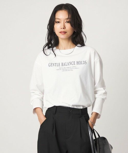 green label relaxing / グリーンレーベル リラクシング カットソー | ロゴ ロングスリーブ Tシャツ(OFF WHITE)