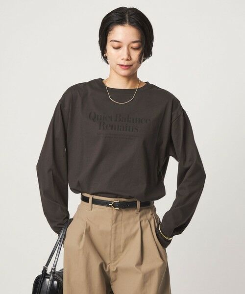 green label relaxing / グリーンレーベル リラクシング カットソー | ロゴ ロングスリーブ Tシャツ(DK.GRAY)