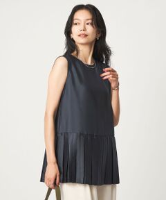 green label relaxing / グリーンレーベル リラクシング シャツ・ブラウス | プリーツ ドッキング ノースリーブ ブラウス
