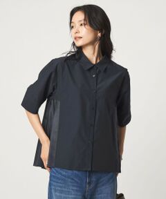 green label relaxing / グリーンレーベル リラクシング シャツ・ブラウス | プリーツ ドッキング ショートスリーブ シャツ