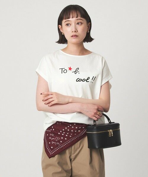 green label relaxing / グリーンレーベル リラクシング Tシャツ | ＜To b. by agnes b.コラボ＞ロゴ フレンチスリーブ Tシャツ | 詳細1