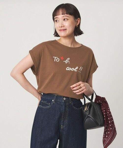 green label relaxing / グリーンレーベル リラクシング Tシャツ | ＜To b. by agnes b.コラボ＞ロゴ フレンチスリーブ Tシャツ | 詳細8