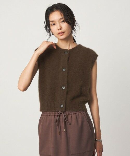 green label relaxing / グリーンレーベル リラクシング ベスト | ヘアリー 2WAY ニット ベスト（DK.BROWN）