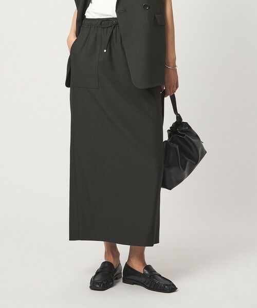 green label relaxing / グリーンレーベル リラクシング ロング・マキシ丈スカート | ［size SHORTあり］ツイードライク スカート マシンウォッシャブル 帯電防止（DK.GRAY）