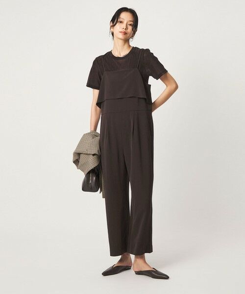 green label relaxing / グリーンレーベル リラクシング サロペット・オールインワン | ［size SHORT/TALLあり］レイヤード オールインワン ストレッチ（DK.BROWN）