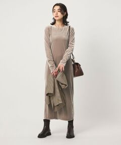 green label relaxing / グリーンレーベル リラクシング ロング・マキシ丈ワンピース | ［size SHORTあり］ベロア ロングスリーブ ワンピース