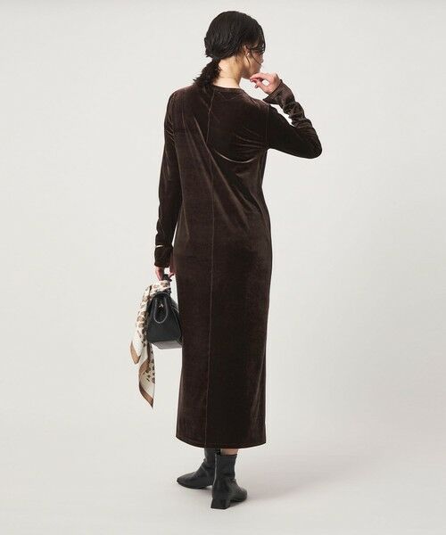 green label relaxing / グリーンレーベル リラクシング ロング・マキシ丈ワンピース | ［size SHORTあり］ベロア ロングスリーブ ワンピース | 詳細13