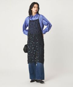 green label relaxing / グリーンレーベル リラクシング ロング・マキシ丈ワンピース | シアー フラワー エプロン ワンピース