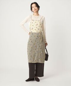 green label relaxing / グリーンレーベル リラクシング ロング・マキシ丈ワンピース | シアー フラワー エプロン ワンピース
