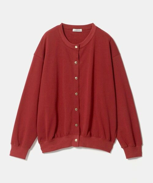 green label relaxing / グリーンレーベル リラクシング カーディガン・ボレロ | メタル調ボタン カーディガン（RED）