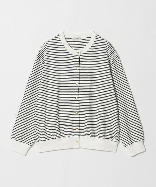 green label relaxing / グリーンレーベル リラクシング カーディガン・ボレロ | メタル調ボタン カーディガン ボーダー（その他1）