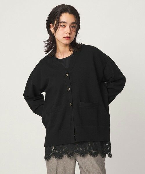 green label relaxing / グリーンレーベル リラクシング カーディガン・ボレロ | Vネック ニット カーディガン ウォッシャブル(BLACK)