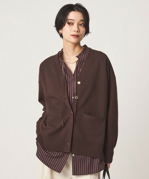 green label relaxing / グリーンレーベル リラクシング カーディガン・ボレロ | Vネック ニット カーディガン ウォッシャブル(DK.BROWN)