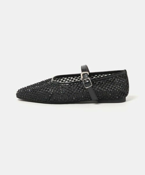 green label relaxing / グリーンレーベル リラクシング フラットシューズ | ビジューストラップ フラットシューズ（BLACK）